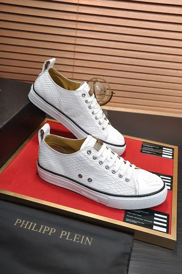 Philipp Plein Sneakers Lifestyle à Encolure Basse Texturisées Peau de Serpent Blanche 5