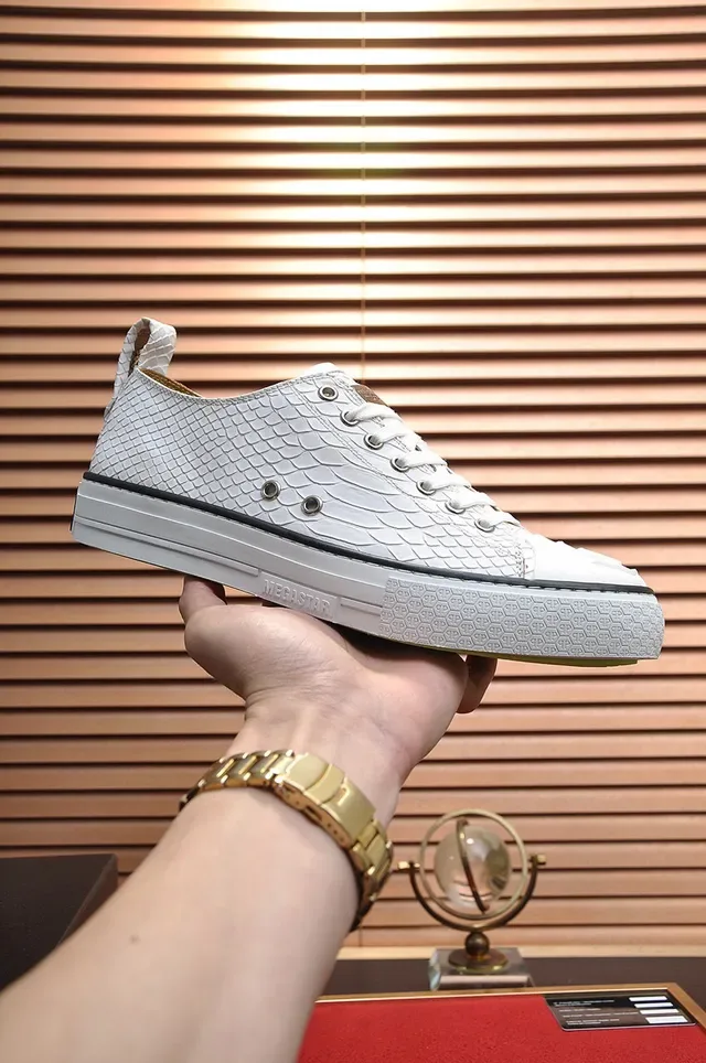 Philipp Plein Sneakers Lifestyle à Encolure Basse Texturisées Peau de Serpent Blanche 7