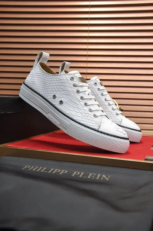 Philipp Plein Sneakers Lifestyle à Encolure Basse Texturisées Peau de Serpent Blanche 8