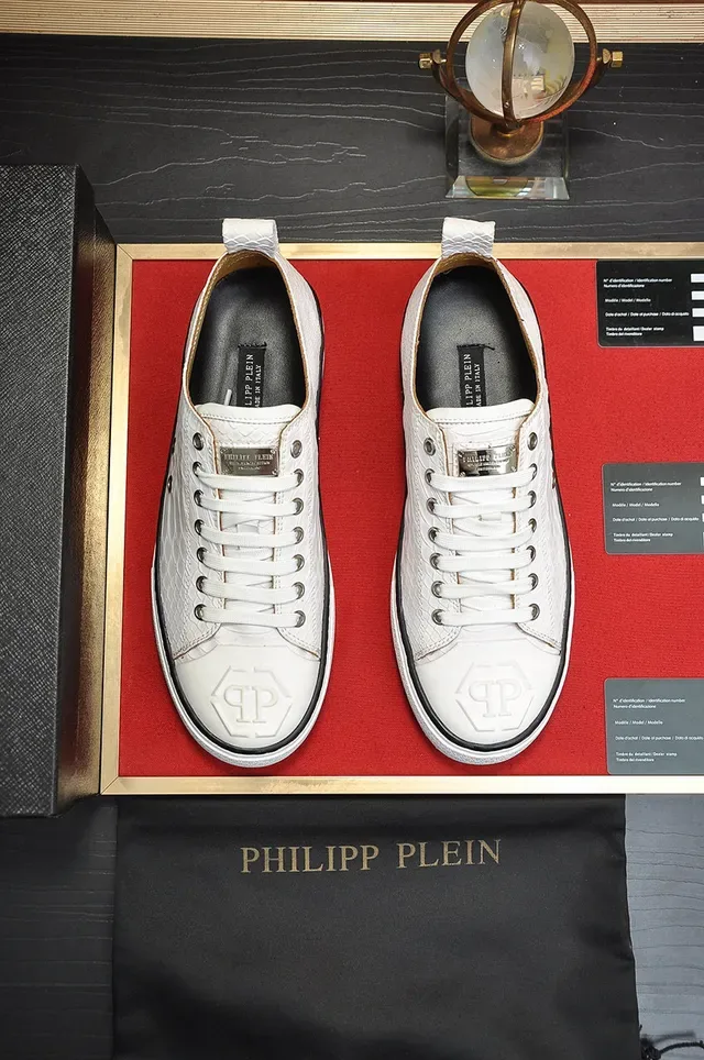 Philipp Plein Sneakers Lifestyle à Encolure Basse Texturisées Peau de Serpent Blanche 9