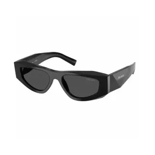 Prada Black Geometric Shield Frame Faceted Temple Detailing Sunglasses