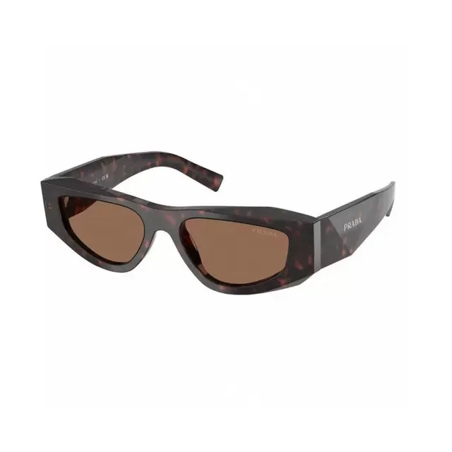 Prada Black Geometric Shield Frame Faceted Temple Detailing Sunglasses 9