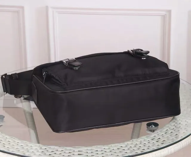 Prada Black Structured Nylon Dual Buckle Straps Messenger Bag 7