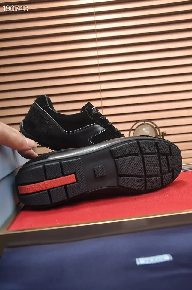 Prada Black Suede And Leather Paneling Low-Top Lace-Up Silhouette Lifestyle Sneakers 2
