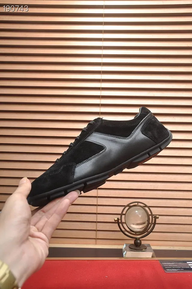 Prada Black Suede And Leather Paneling Low-Top Lace-Up Silhouette Lifestyle Sneakers 5