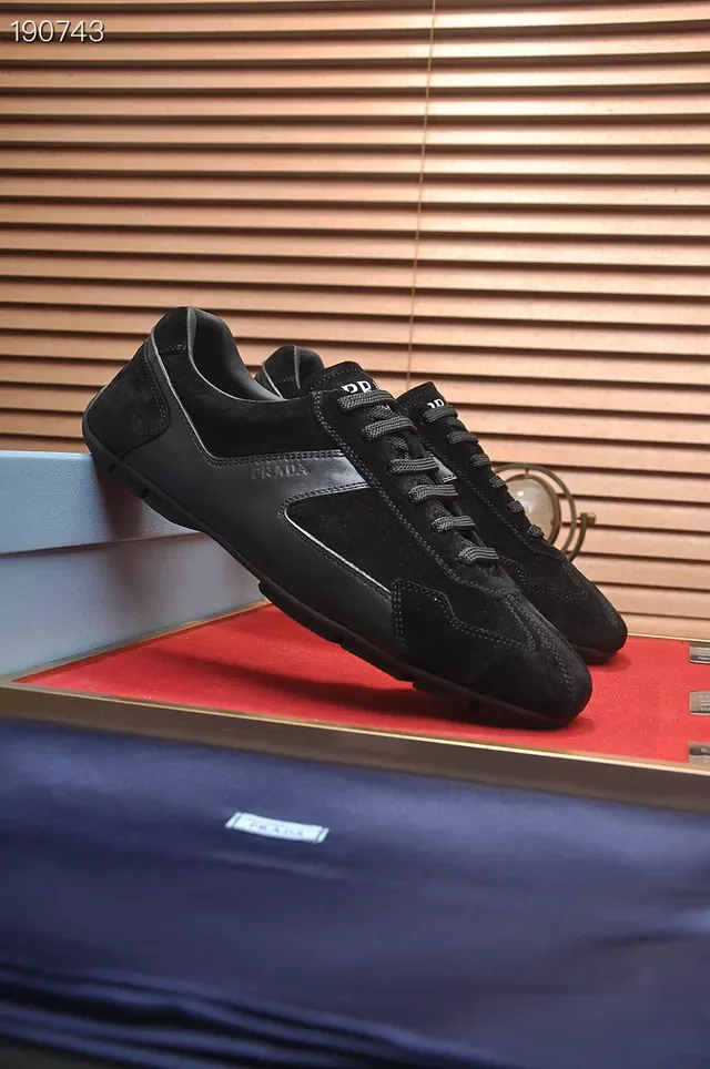 Prada Black Suede And Leather Paneling Low-Top Lace-Up Silhouette Lifestyle Sneakers 8