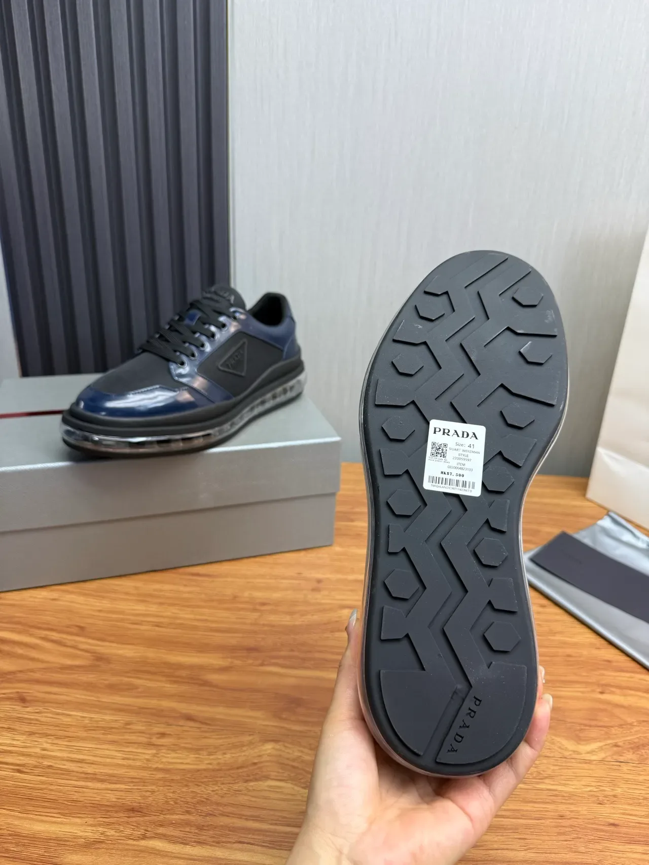 Prada Cloudbust Black and Brown Patent Leather Lifestyle Sneakers 2