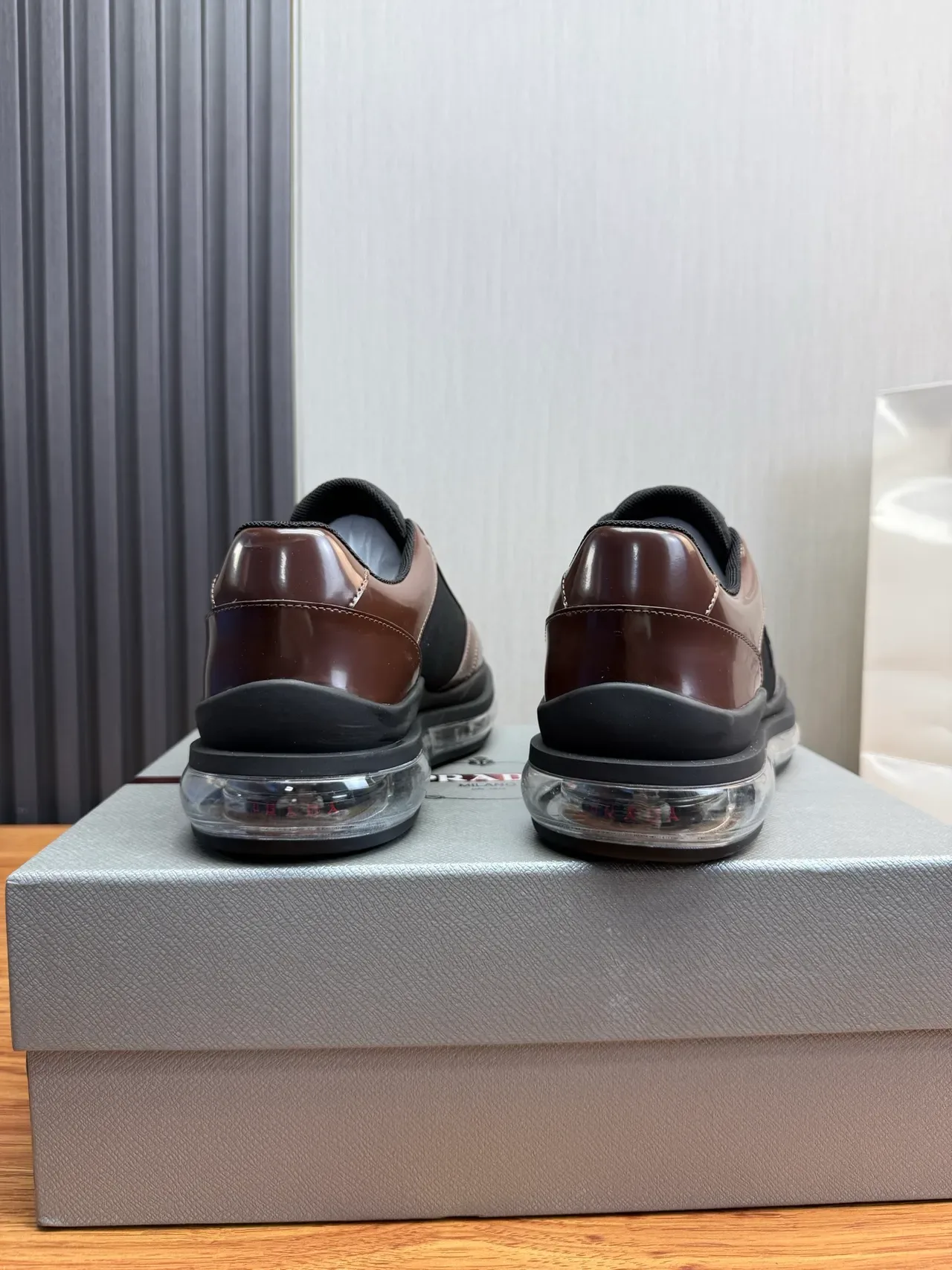 Prada Cloudbust Black and Brown Patent Leather Lifestyle Sneakers 6