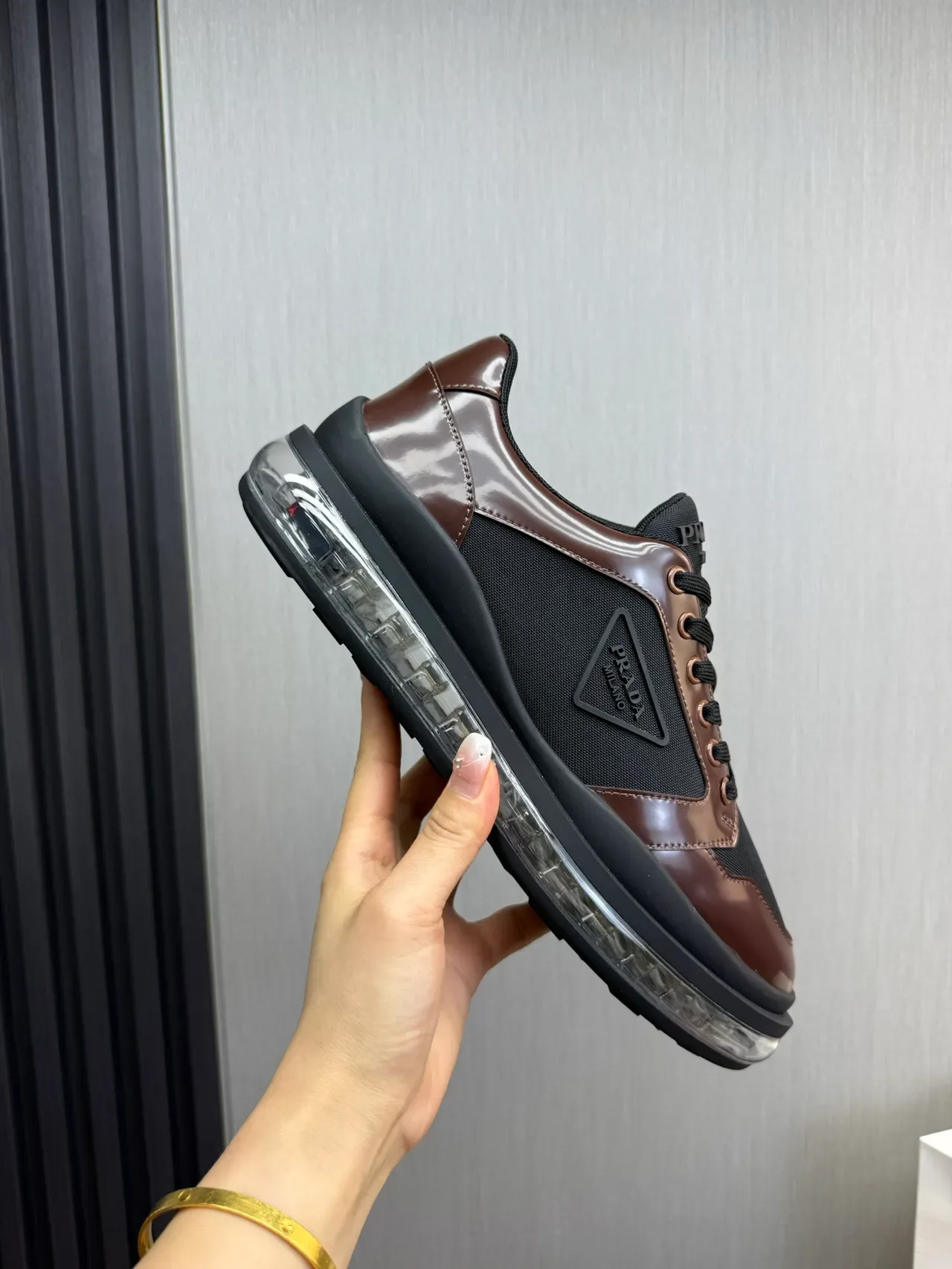 Prada Cloudbust Black and Brown Patent Leather Lifestyle Sneakers 8