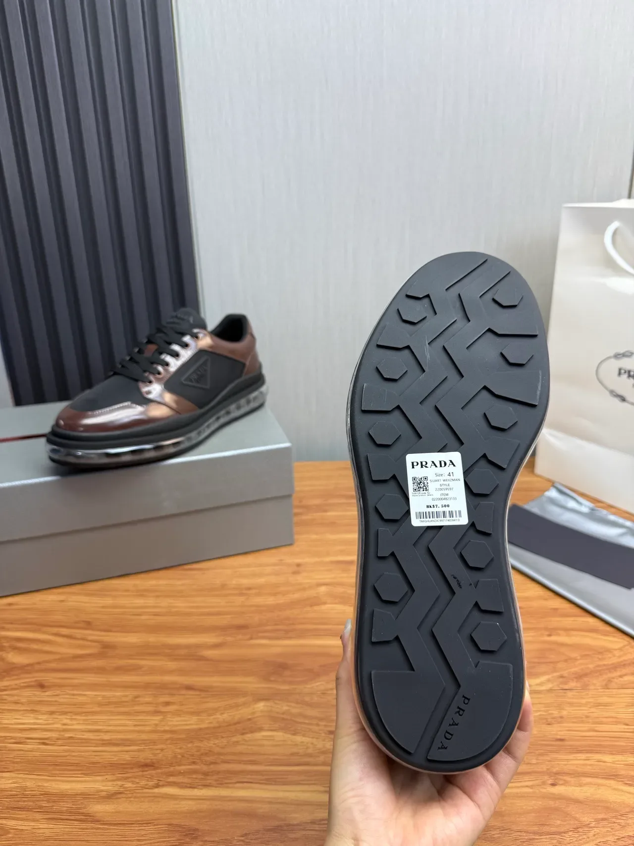 Prada Cloudbust Black and Brown Patent Leather Lifestyle Sneakers 11