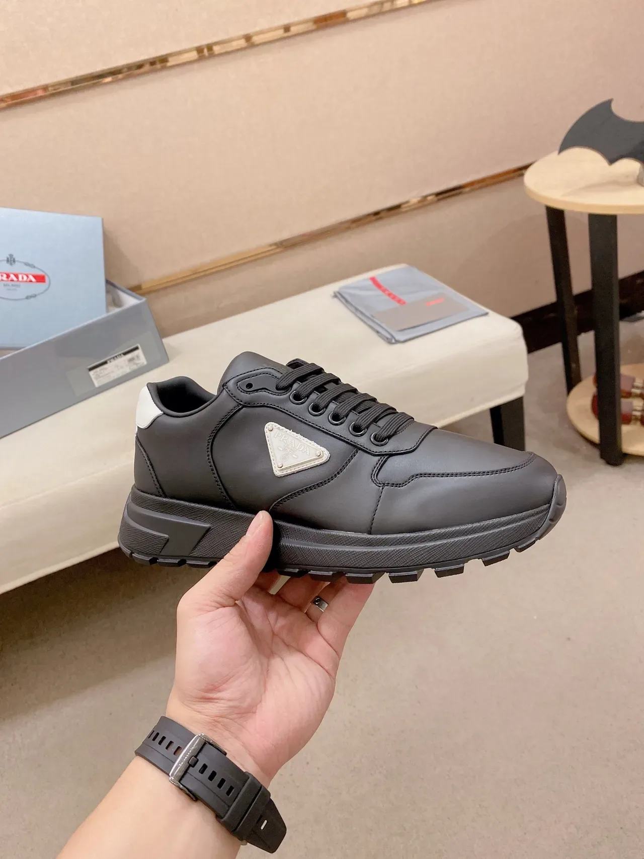 Prada Cloudbust Black Leather Lifestyle Sneakers 5