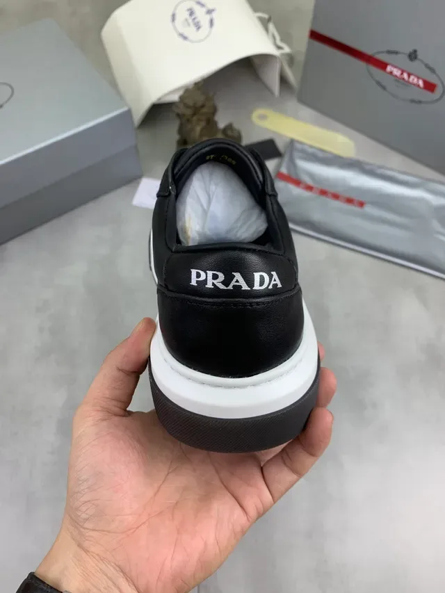 Prada Cloudbust Black Leather White Midsole Lifestyle Sneakers 3