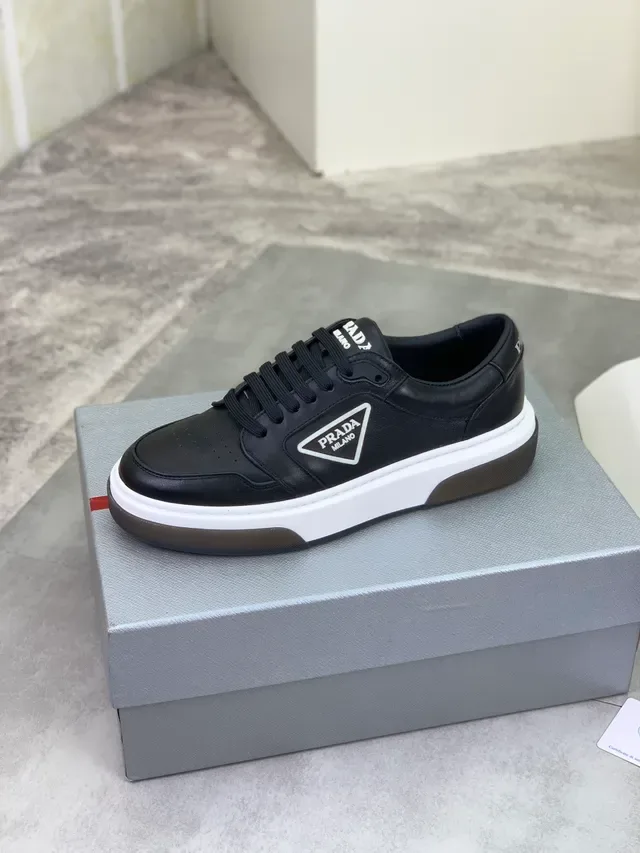 Prada Cloudbust Black Leather White Midsole Lifestyle Sneakers 4