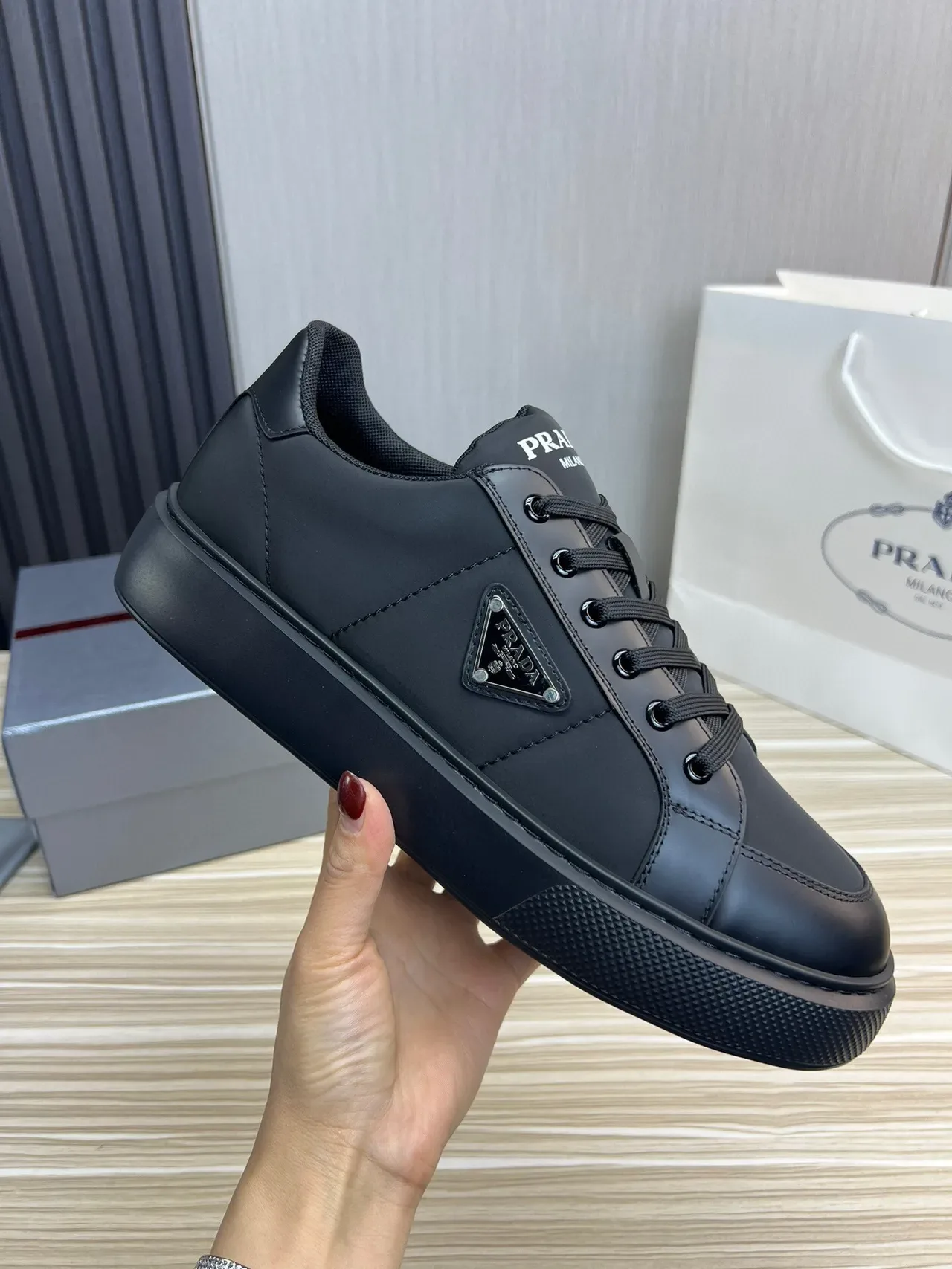 Prada Cloudbust Black Low-Top Mixed-Material Lifestyle Sneakers 4