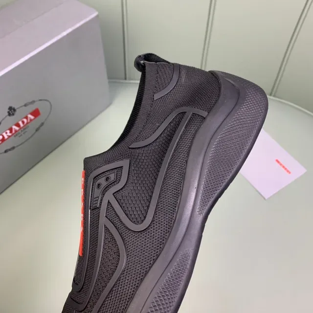 Prada Cloudbust Noir Rouge Sneakers Lifestyle Slip-On en Tricot 3