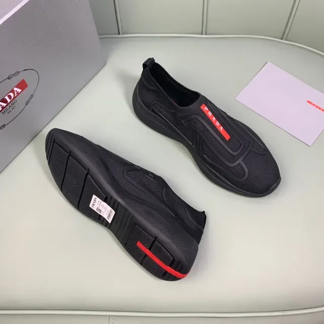 Prada Cloudbust Noir Rouge Sneakers Lifestyle Slip-On en Tricot 5