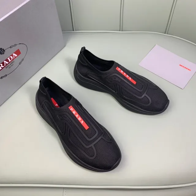 Prada Cloudbust Noir Rouge Sneakers Lifestyle Slip-On en Tricot 6
