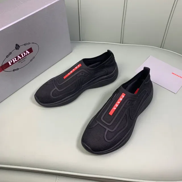 Prada Cloudbust Noir Rouge Sneakers Lifestyle Slip-On en Tricot 7