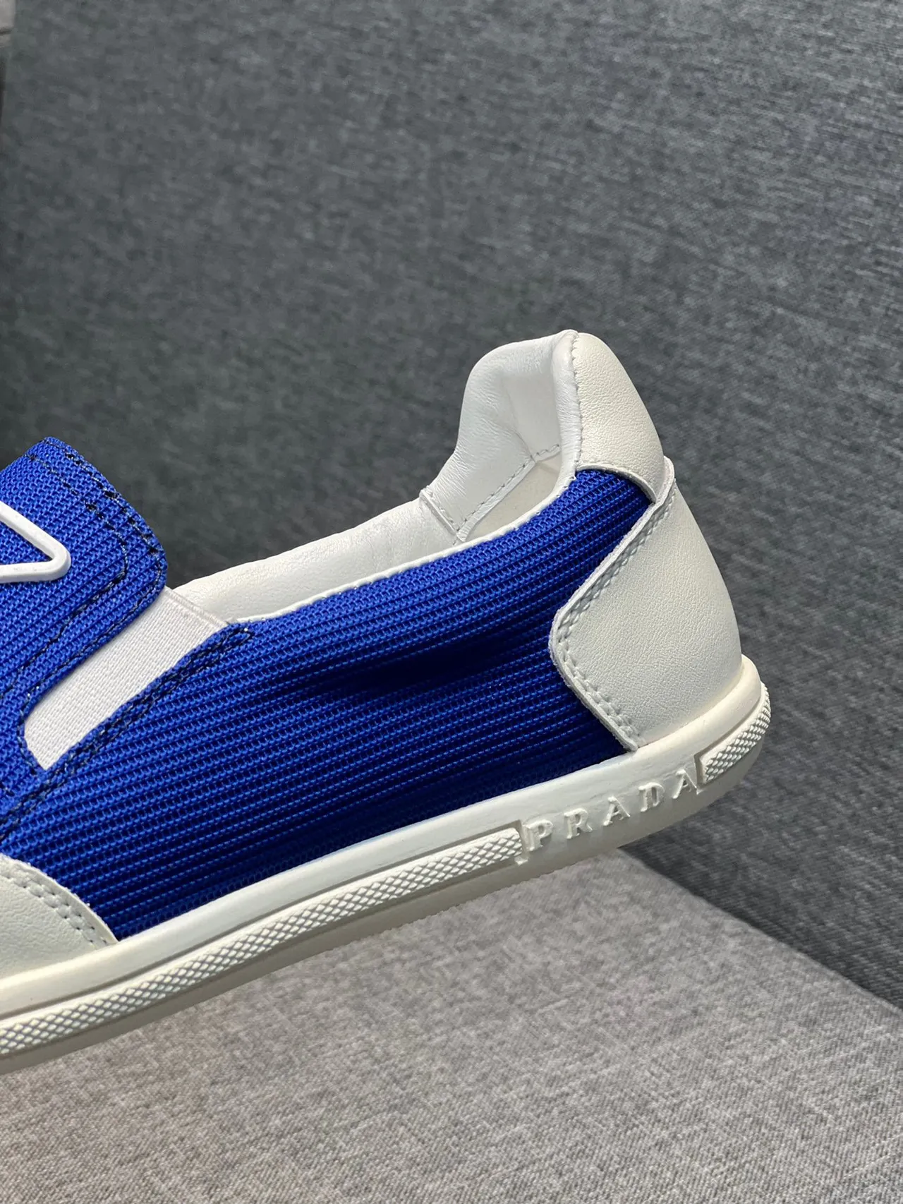 Prada Cloudbust Blue and White Knit Slip-On Loafers 8