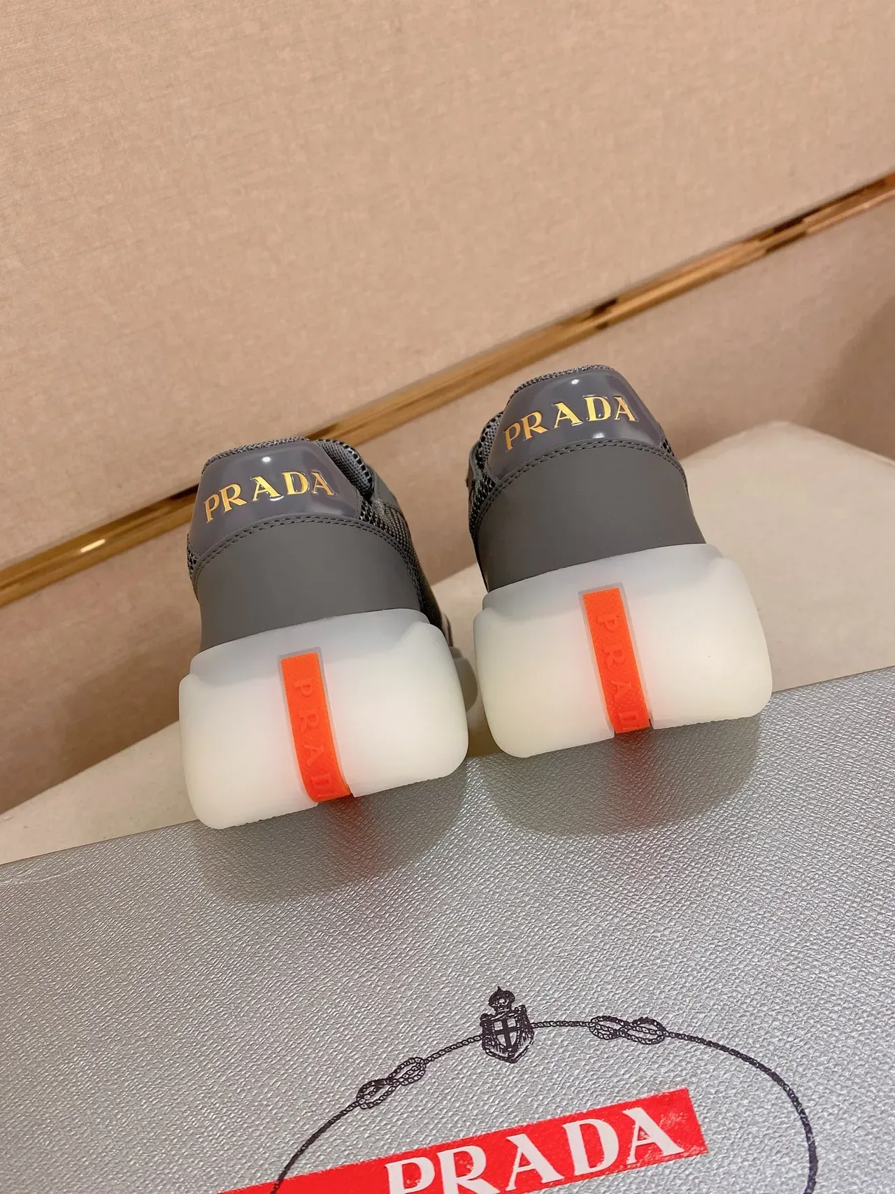 Prada Cloudbust Gray Mesh and Glossy Synthetic Lifestyle Sneakers 3