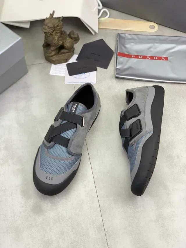 Prada Cloudbust Laceless Gray and Black Lifestyle Sneakers 4