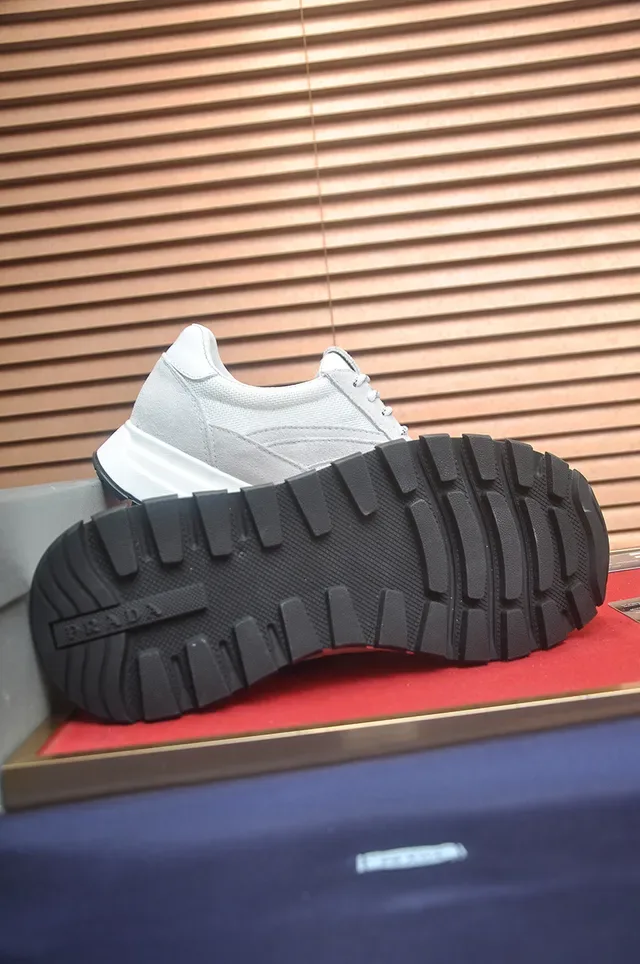 Prada Cloudbust Light Gray Suede and Mesh Lifestyle Sneakers 2