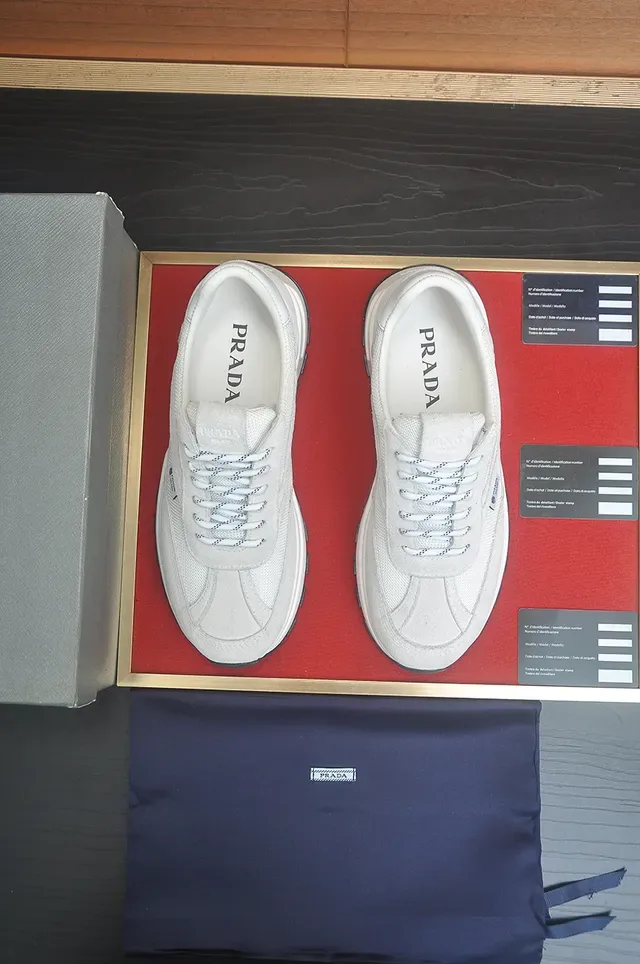 Prada Cloudbust Light Gray Suede and Mesh Lifestyle Sneakers 4