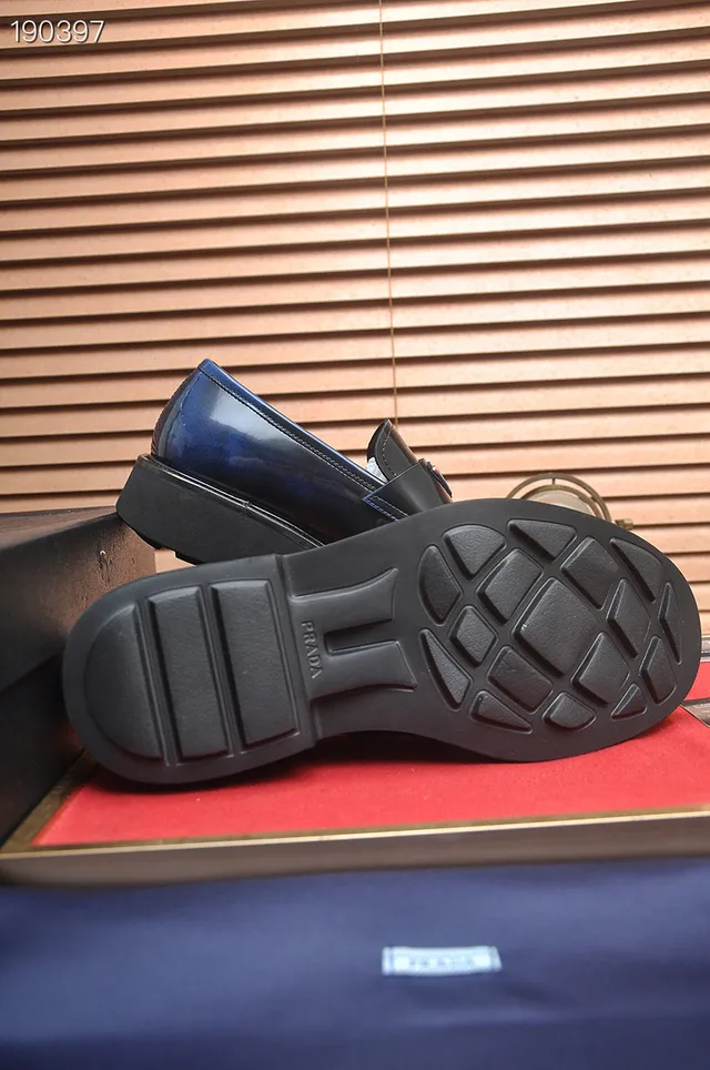 Prada Cloudbust Loafer Navy Blue Glossy Leather Loafers 2