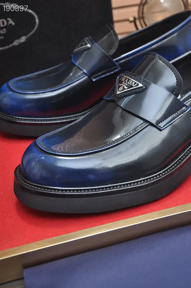 Prada Cloudbust Loafer Navy Blue Glossy Leather Loafers 3
