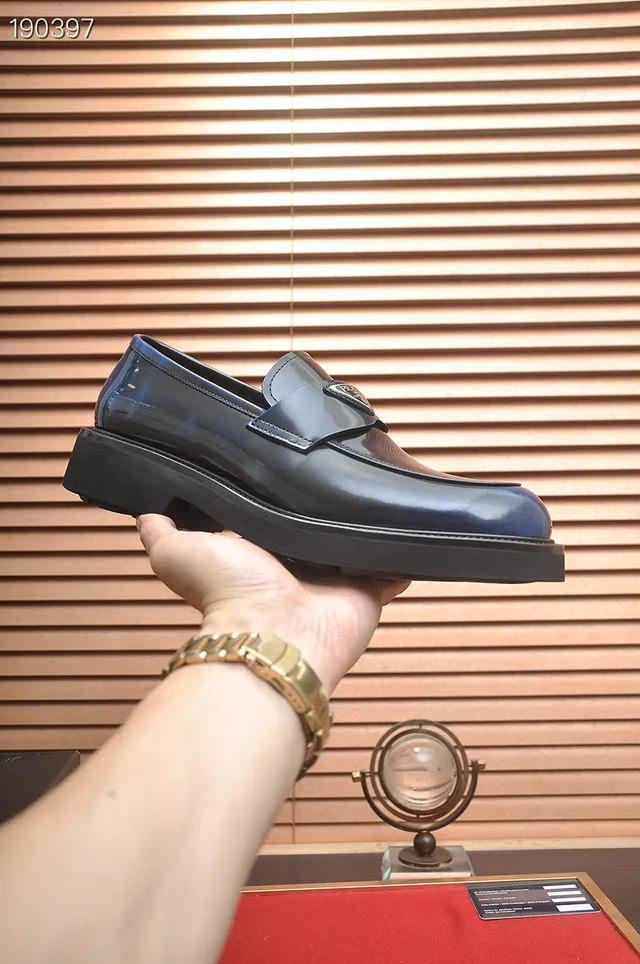 Prada Cloudbust Loafer Navy Blue Glossy Leather Loafers 5