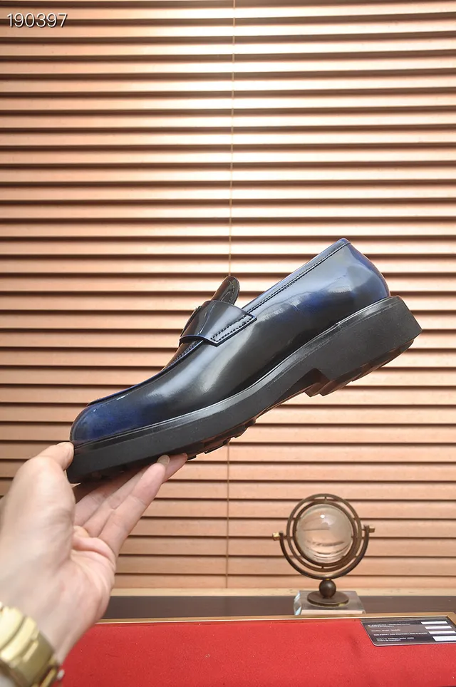 Prada Cloudbust Loafer Navy Blue Glossy Leather Loafers 6