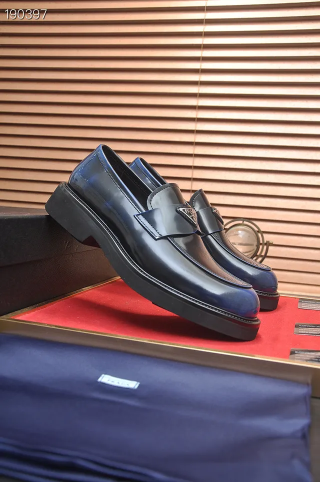 Prada Cloudbust Loafer Navy Blue Glossy Leather Loafers 8
