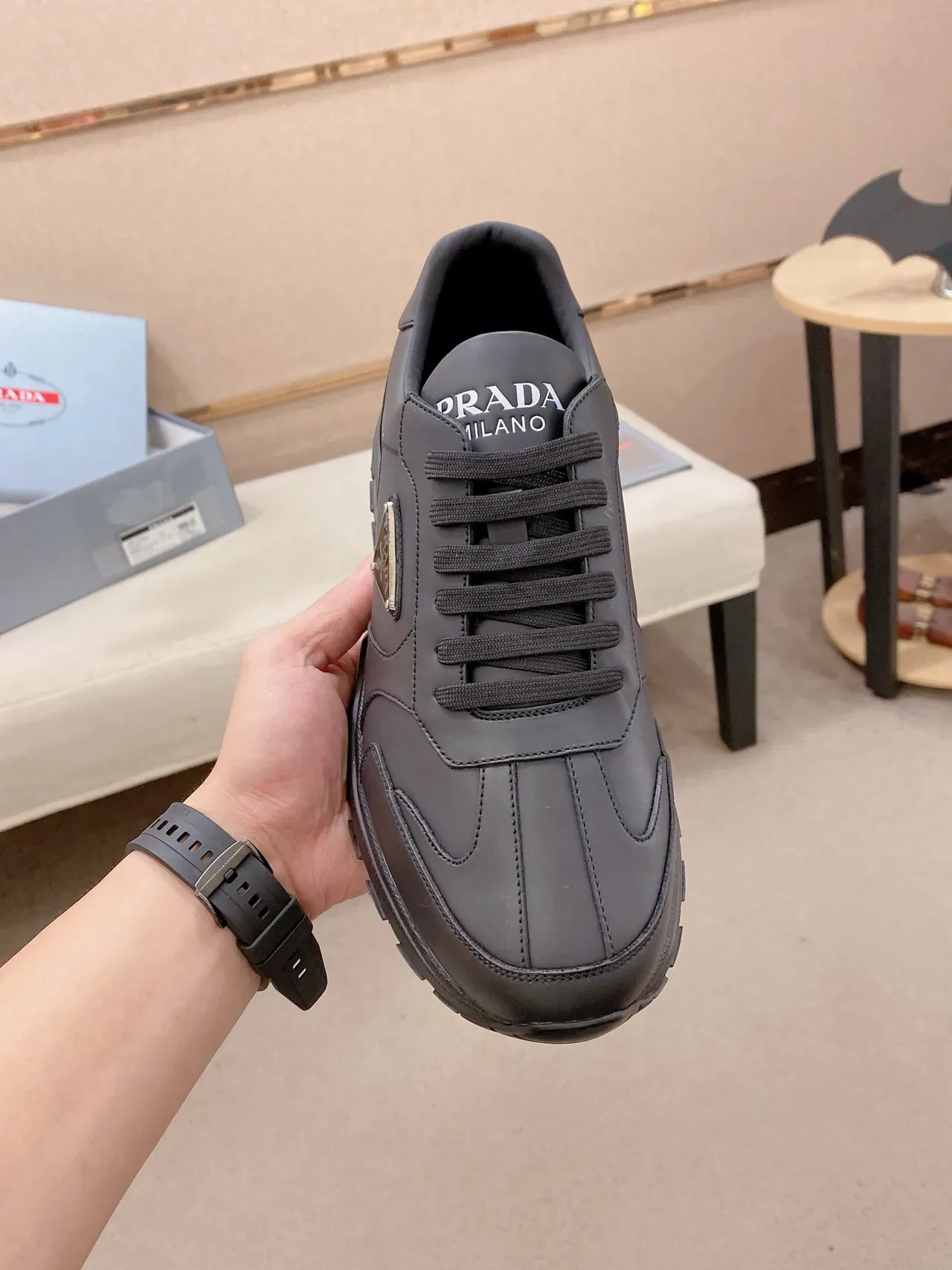 Prada Cloudbust Monochrome Black Lifestyle Sneakers 5