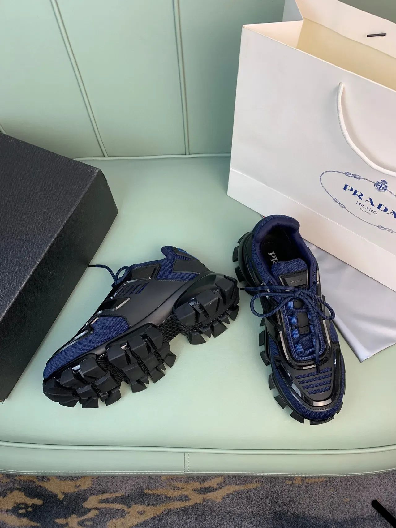 Prada Cloudbust Navy Blue and Black Chunky Sneakers 6