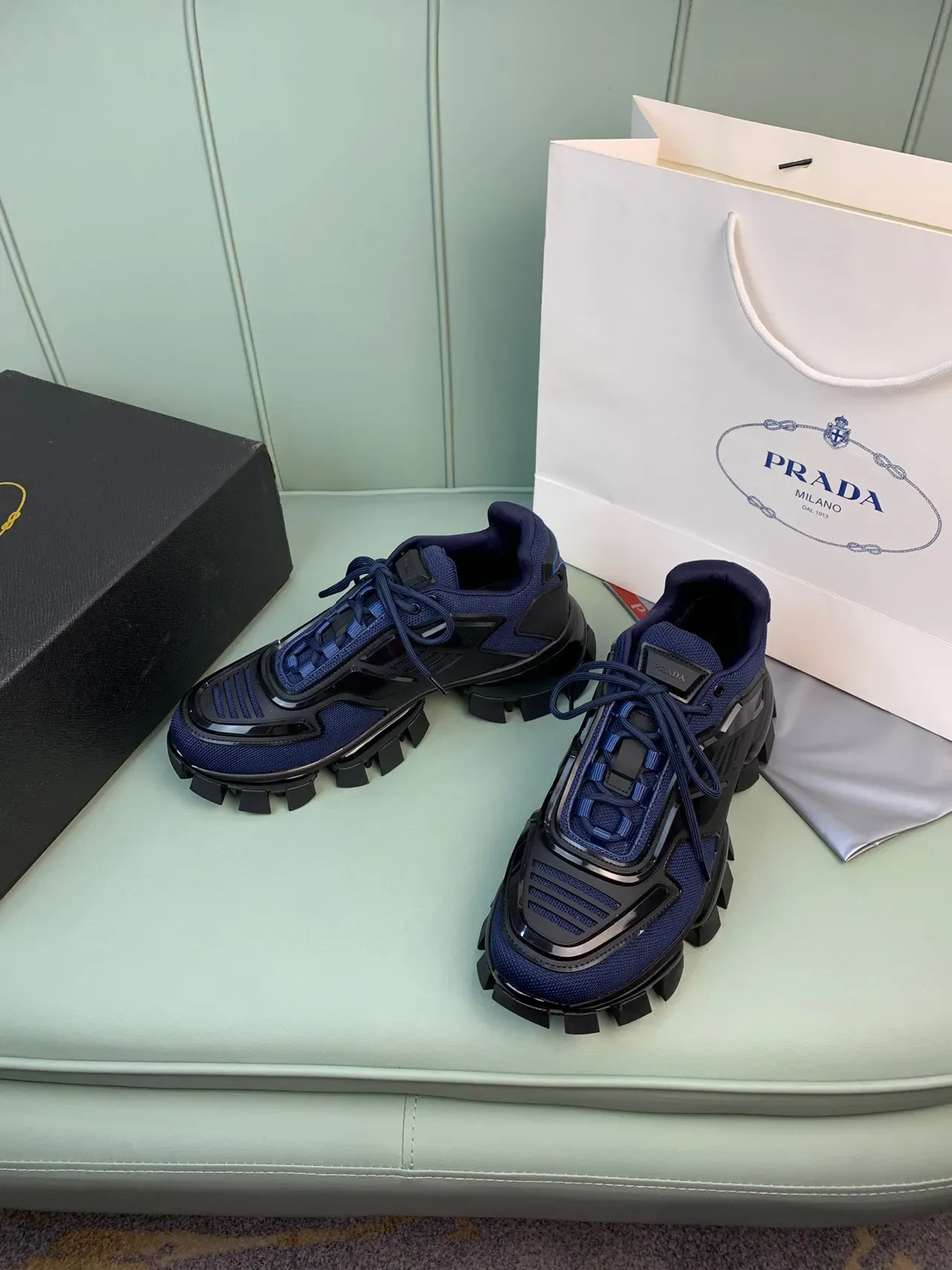 Prada Cloudbust Navy Blue and Black Chunky Sneakers 7