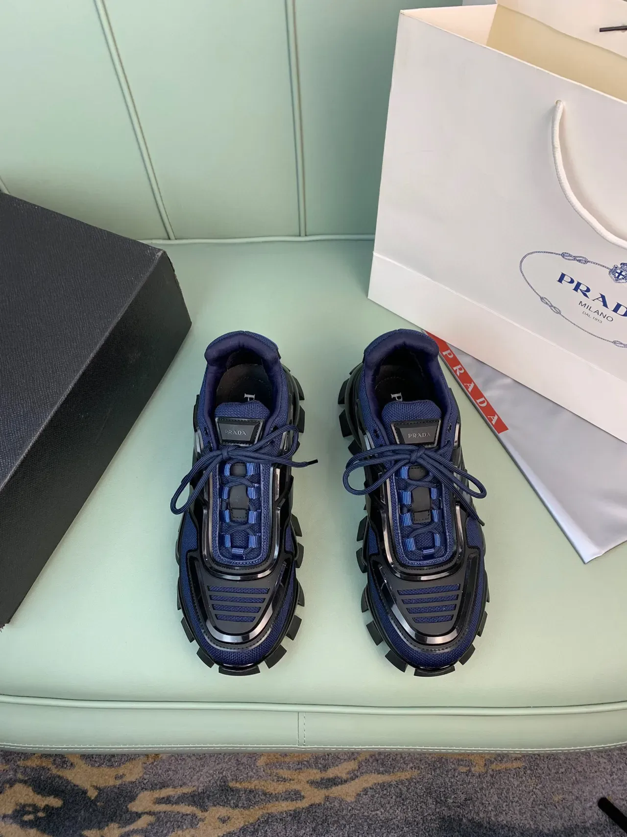 Prada Cloudbust Navy Blue and Black Chunky Sneakers 8