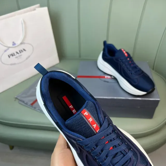 Prada Cloudbust Navy Mesh and Rubber Overlay Lifestyle Sneakers 3