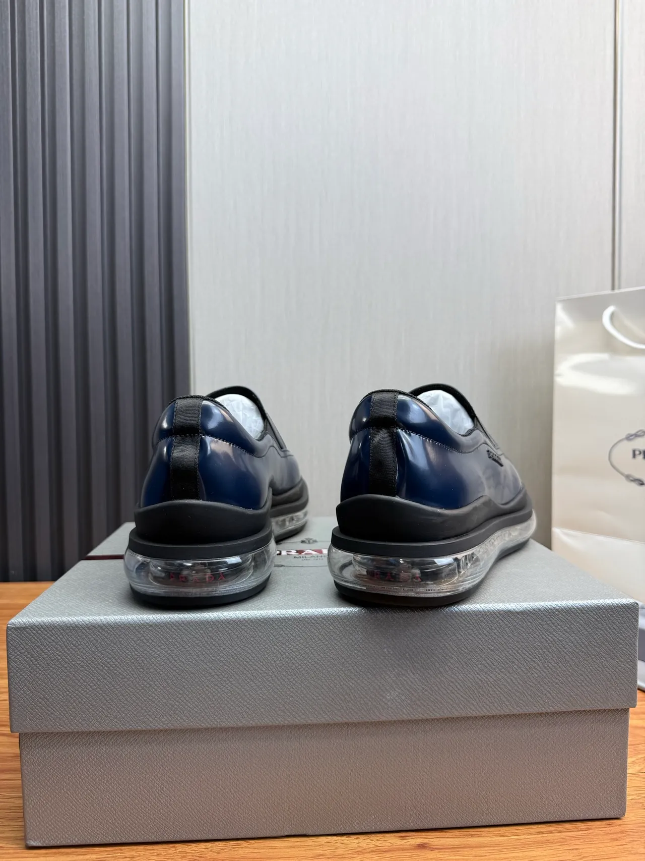 Prada Cloudbust Navy Patent and Mesh Loafers 5