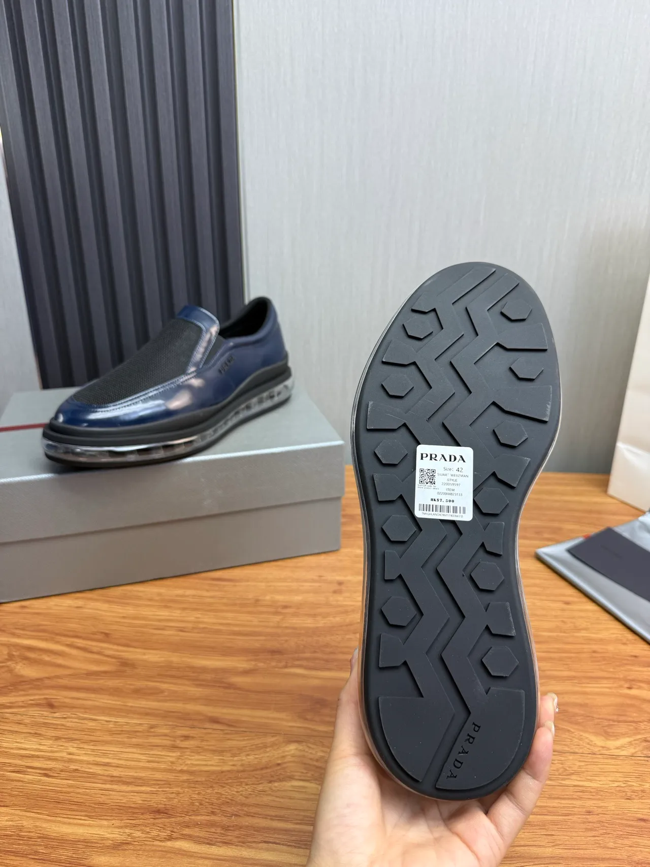 Prada Cloudbust Navy Patent and Mesh Loafers 10