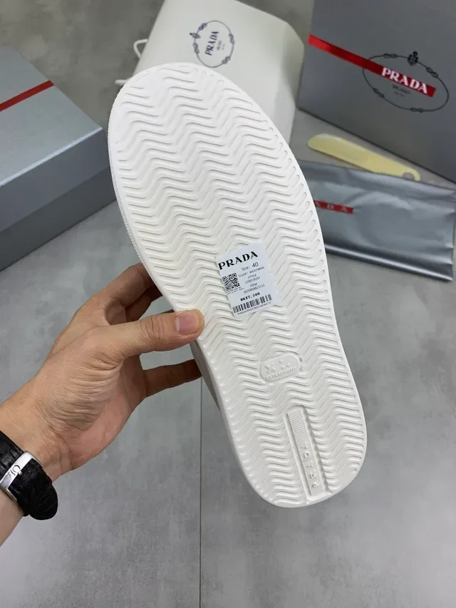 Prada Cloudbust Off-White Mesh and Leather Lifestyle Sneakers 2