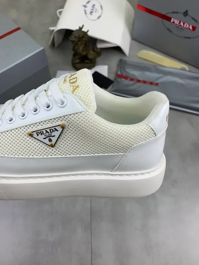 Prada Cloudbust Off-White Mesh and Leather Lifestyle Sneakers 4