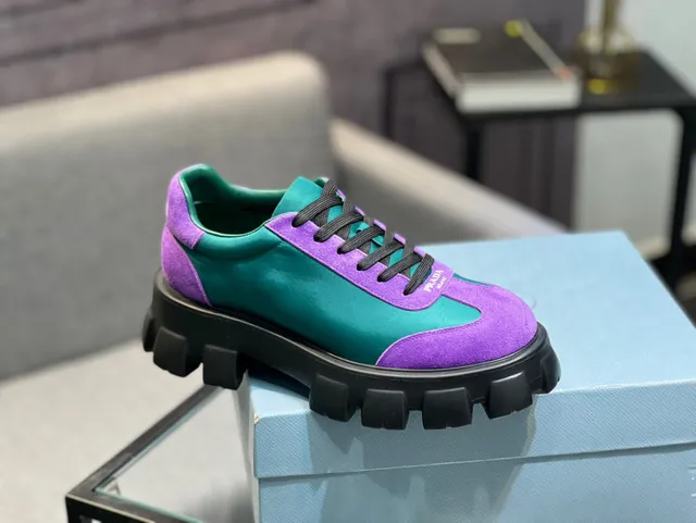 Prada Cloudbust Purple and Teal Suede Chunky Sneakers 6