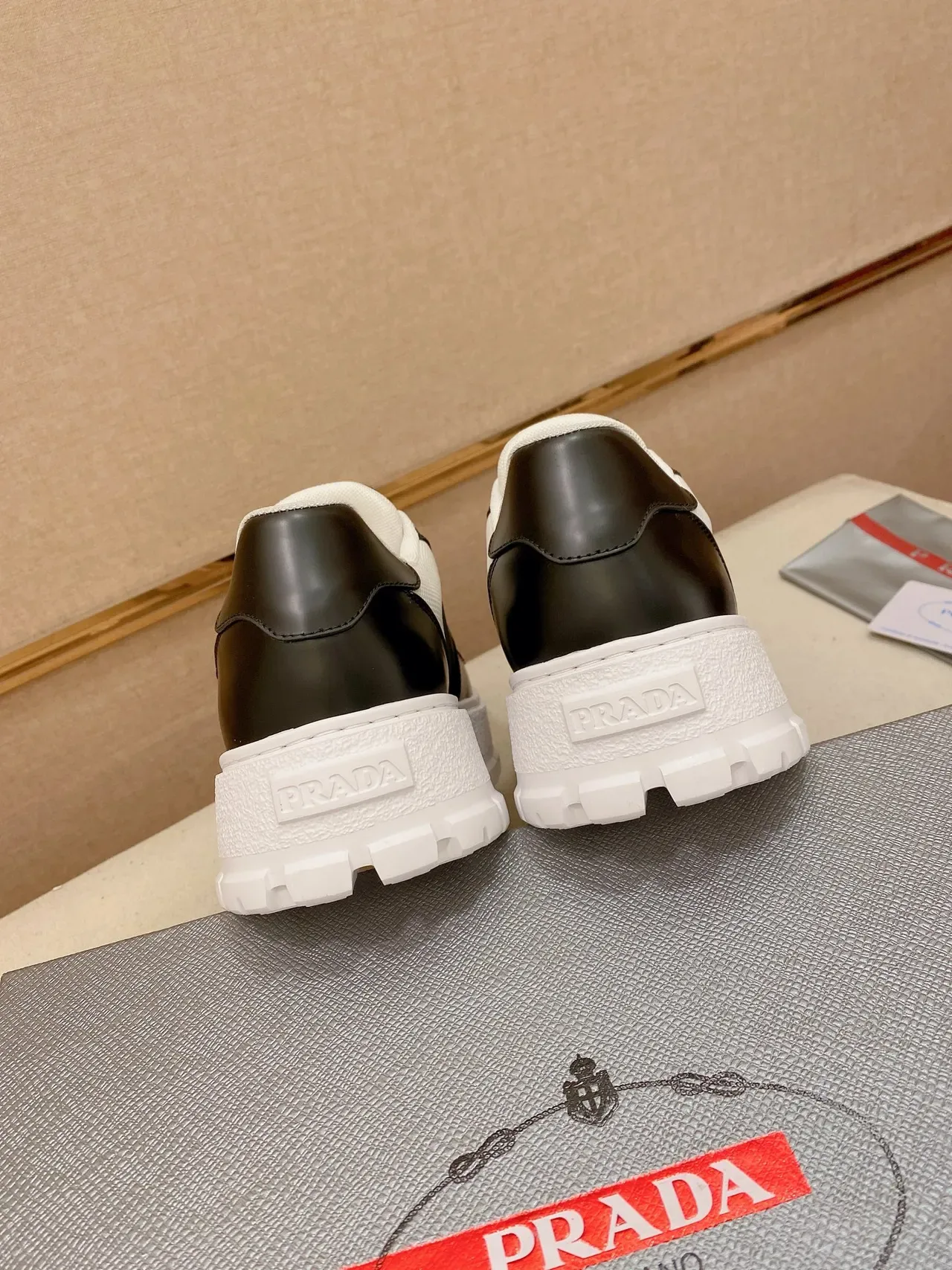 Prada Cloudbust Two-Tone Leather and Textile Chunky Sneakers 3