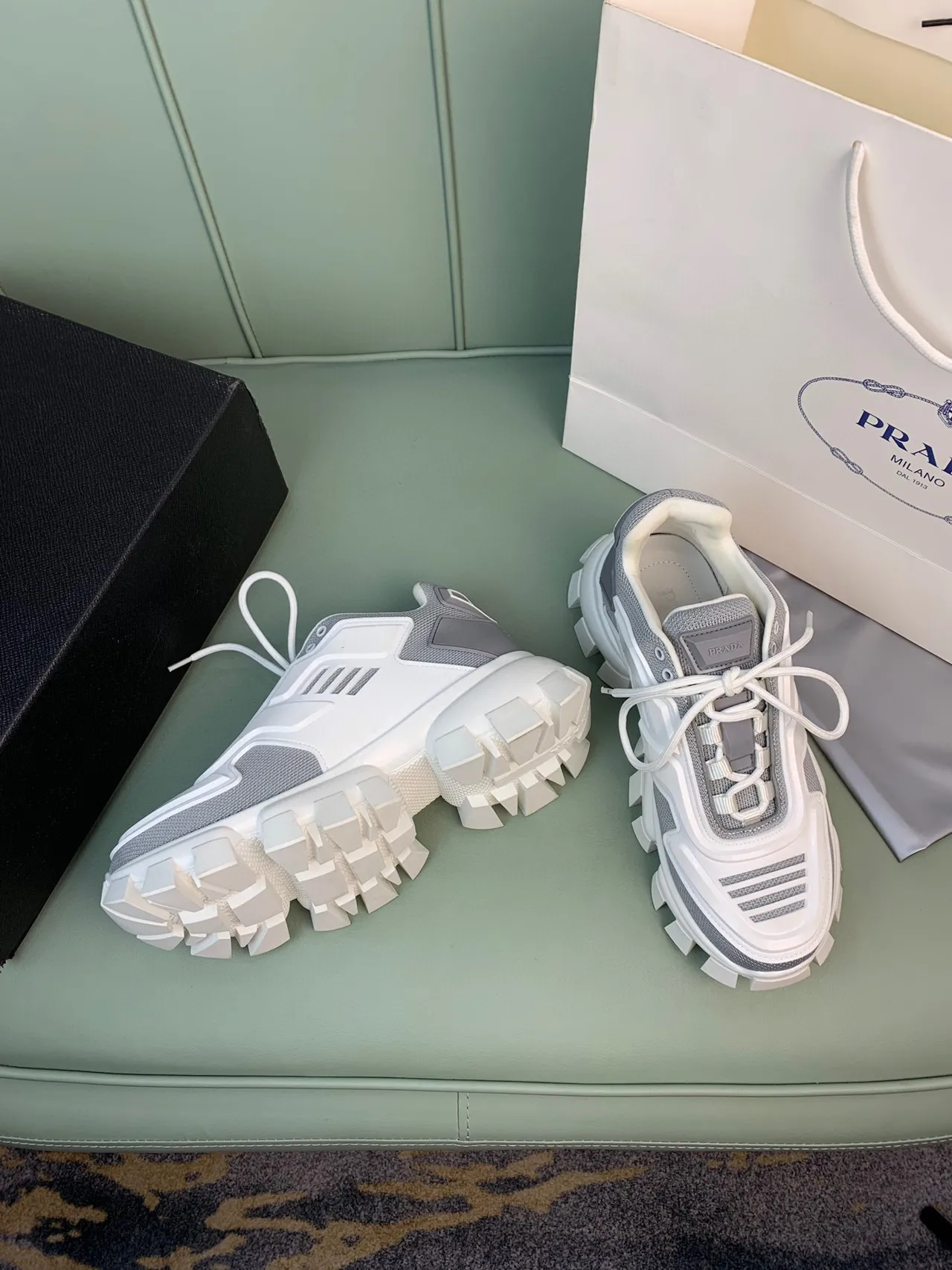 Prada Cloudbust White and Gray Chunky Sneakers 6