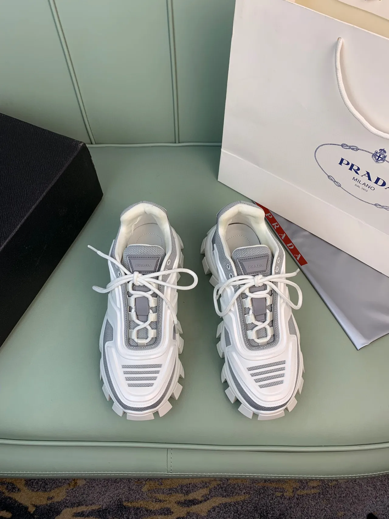 Prada Cloudbust White and Gray Chunky Sneakers 8
