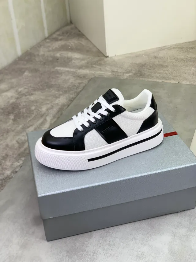 Prada Cloudbust White Black Platform Sole Mesh And Leather Upper Lifestyle Sneakers 4