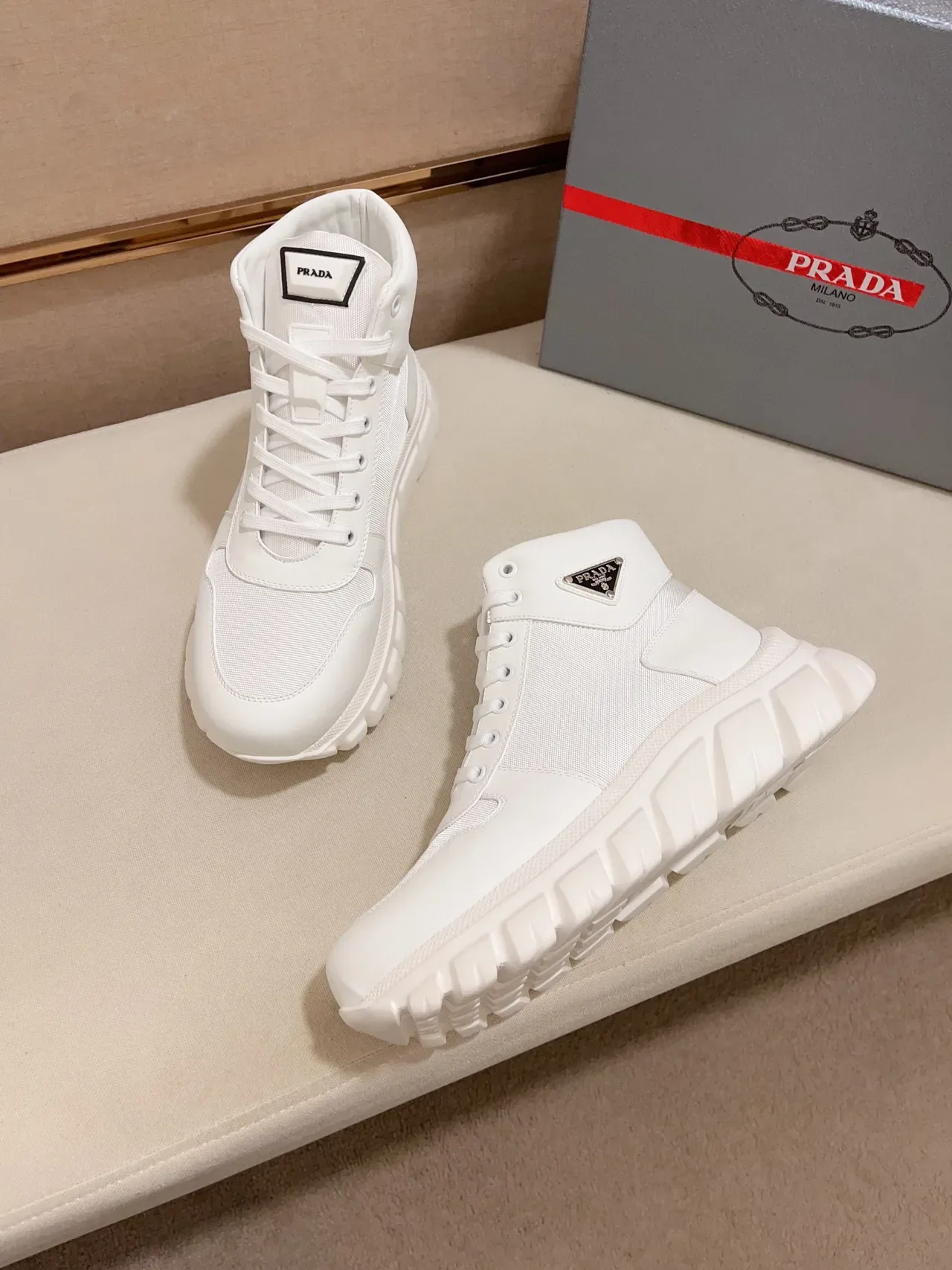 Prada Cloudbust White High-Top Chunky Sneakers 4