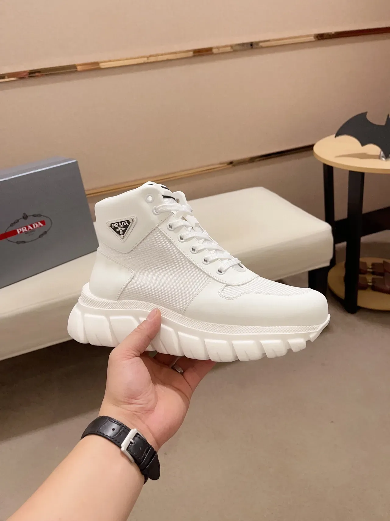 Prada Cloudbust White High-Top Chunky Sneakers 7