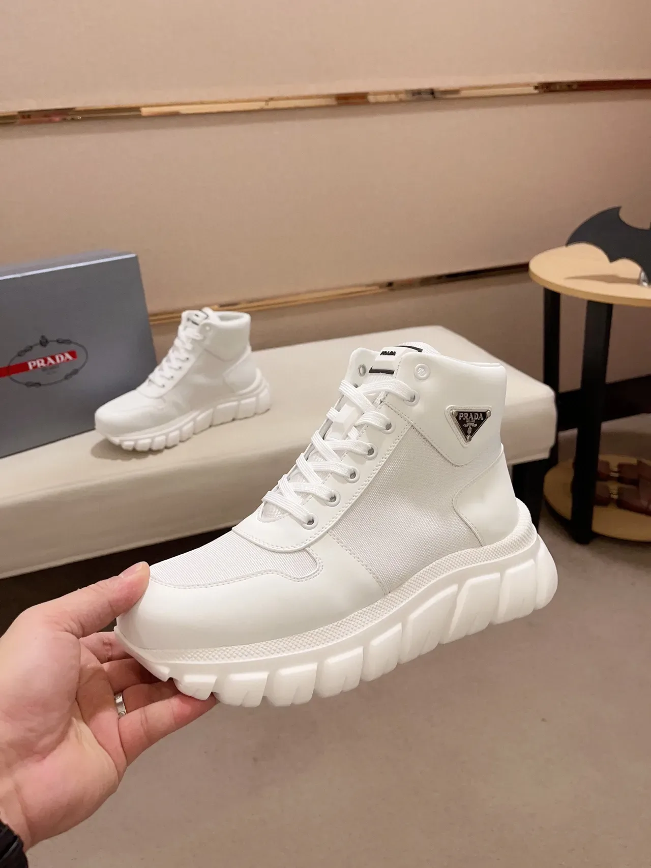 Prada Cloudbust White High-Top Chunky Sneakers 8