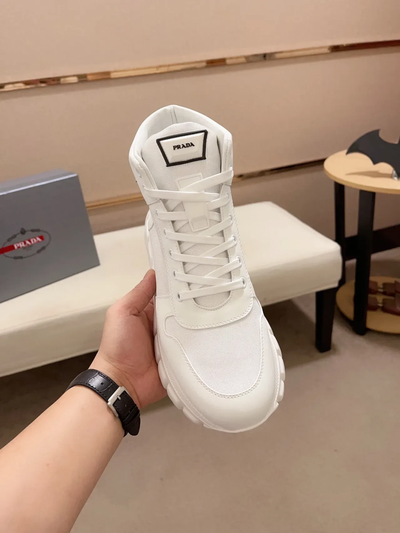 Prada Cloudbust White High-Top Chunky Sneakers 9